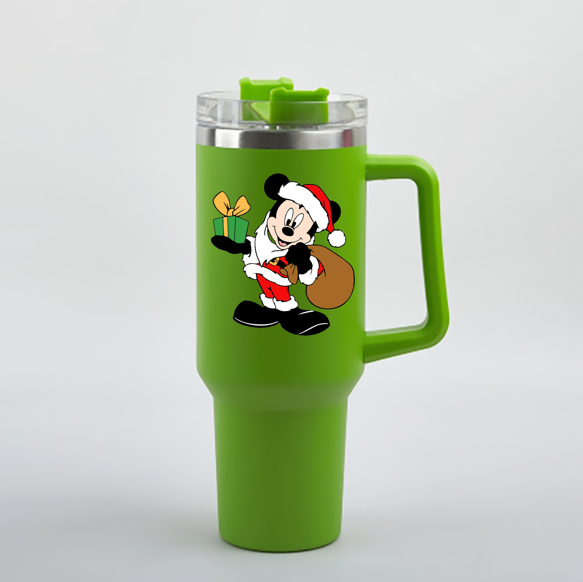 （画像用） ミッキーマウス Mickey Mouse 1200mL車用タンブラー - クリスタルステッカー（プラスチックストロー付き）
